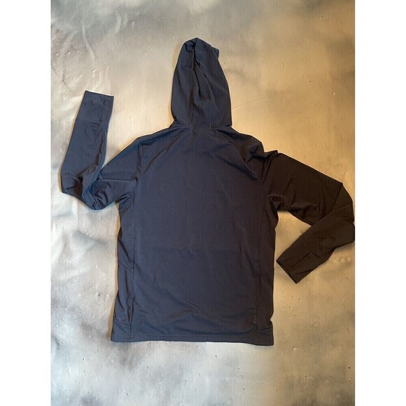 Prana Breathe Womens Dark Gray Hoodie Pullover Sz Small Kangaroo Pocket Long Slv - Picture 4 of 7